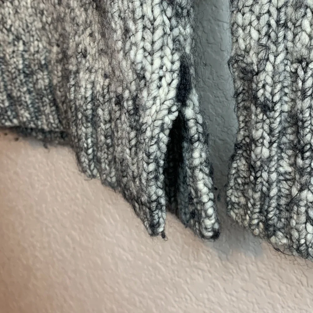 J. Crew Wool & Mohair Sweater Black & White Marled Colorblock Shoulders Small